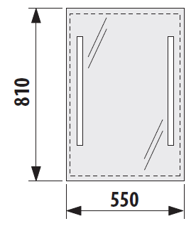 JIKA CLEAR zrcadlo 55x81 cm, s osvětlením H4557151731441 Technický nákres