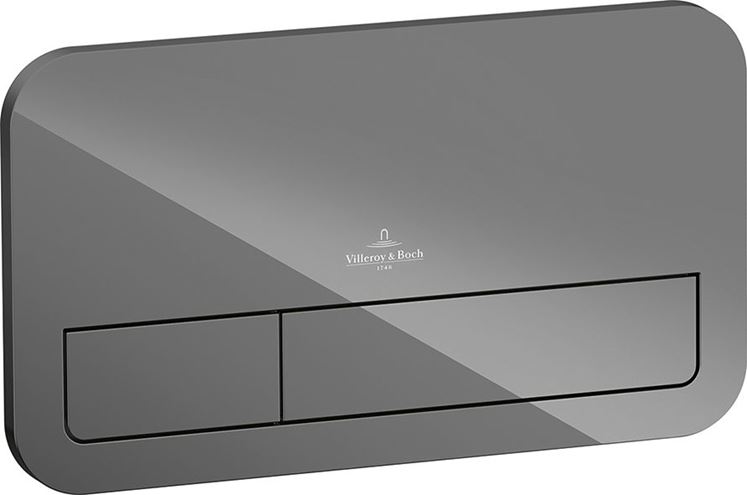 VILLEROY & BOCH VICONNECT 200G ovládací tlačítko pro dvě splachování, sklo, Glossy Grey 922400RA Obrázek - Hlavní obrázek