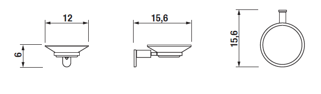 JIKA BASIC mýdlenka, nástěnná, sklo, chrom H3833A10040001 Technický nákres