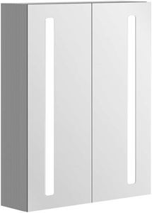 VILLEROY & BOCH VERITY LINE zrcadlová skříňka 60x75x17,3 cm, osvětlení, se zvětšovacím zrcátkem, vypínačem a el. zásuvkou, hliník, stříbrná