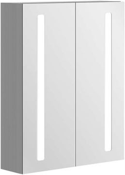 VILLEROY & BOCH VERITY LINE zrcadlová skříňka 60x75x17,3 cm, osvětlení, se zvětšovacím zrcátkem, vypínačem a el. zásuvkou, hliník, stříbrná