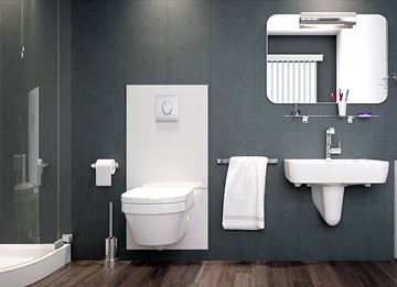 SFA SANIBROY SANIWALL PRO UP montážní prvek pro WC 113 cm, se splachovací nádržkou a přečerpávacím systémem, s tlačítkem, sklo, bílá WALLPROUPD Obrázek - fotka