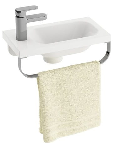 RAVAK CHROME umývátko 40 cm, s otvorem pro baterii vlevo, bez přepadu, litý mramor XJGL1100000 Obrázek - fotka