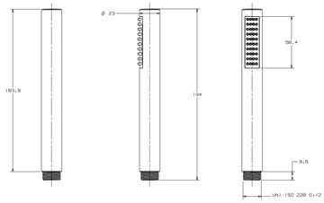 CONCEPT 200 ruční sprcha 194 mm, chrom PM0600ST/CH/CO Technický nákres