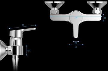 CONCEPT E50 sprchová nástěnná baterie, chrom B 1465 AA Technický nákres