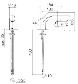 DORNBRACHT LISSÉ umyvadlová stojánková baterie, chrom 33 521 845-00 Technický nákres