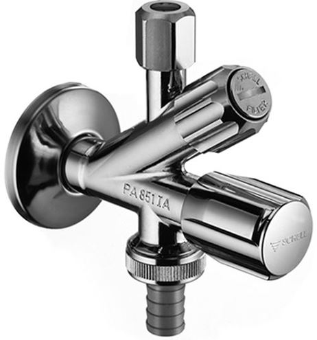SCHELL COMFORT kombinovaný rohový ventil 1/2"x3/8"x3/4", s filtrem, chrom 035600699 Obrázek - Hlavní obrázek