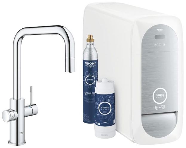GROHE BLUE HOME dřezová elektronická baterie, s vytahovací koncovkou, s filtračním a chladícím zařízením, Bluetooth, napájení ze sítě, chrom 31543000 Obrázek - Hlavní obrázek