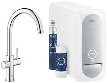 GROHE BLUE HOME dřezová elektronická baterie, s filtračním a chladícím zařízením, Bluetooth, napájení ze sítě, chrom