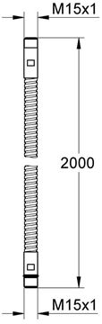 GROHE hadice k baterii na okraj vany 2000mm, chrom 28146000 Technický nákres