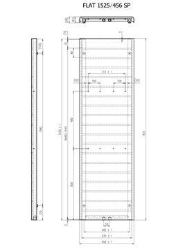 CONCEPT 300 FLAT designový radiátor 1525/456, středové připojení, sněhově bílá RAL9016 CFL15250456SM015007 Technický nákres