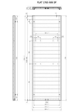 CONCEPT 300 FLAT designový radiátor 1765/606, středové připojení, sněhově bílá RAL9016 CFL17650606SM015007 Technický nákres