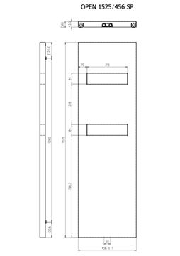 CONCEPT 300 OPEN designový radiátor 1525/456, středové připojení, pískovec štruktrúra S13 COP15250456SM725008 Technický nákres