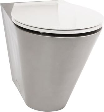 AZP BRNO stacionární WC, se sedátkem, zadní odpad, nerez