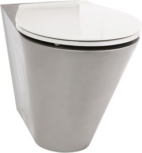 AZP BRNO stacionární WC, se sedátkem, zadní odpad, nerez