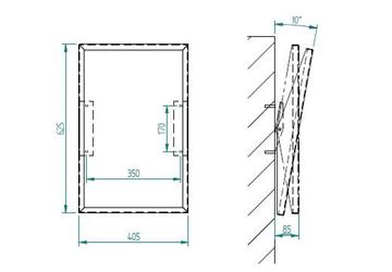 AZP BRNO zrcadlo 40,5x62,5 cm NZR 4 INV Technický nákres