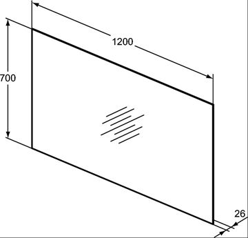 IDEAL STANDARD MIRROR & LIGHT zrcadlo 120x70 cm, reverzibilní, s osvětlením, s vyhříváním T3338BH Technický nákres