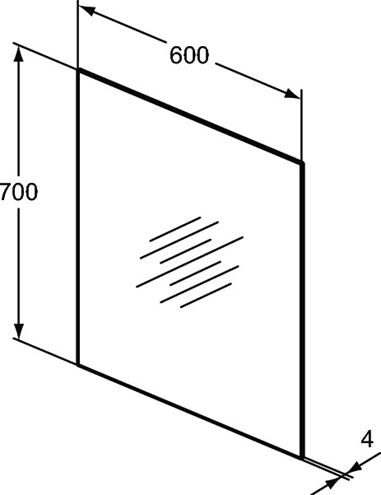 IDEAL STANDARD MIRROR & LIGHT zrcadlo 60x70 cm T3366BH Technický nákres