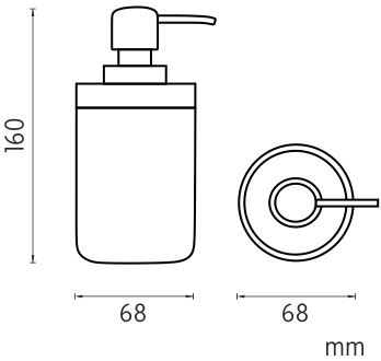 NIMCO KORA dávkovač tekutého mýdla 270 ml, polyresin, bílá/bambus KO 24031-05 Technický nákres