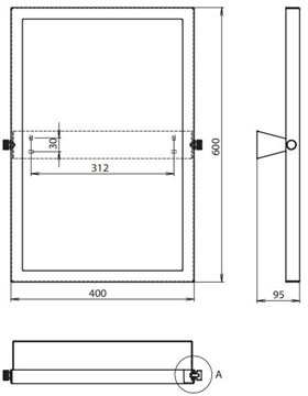AZP BRNO REHA zrcadlo 40x60 cm R16001004 Technický nákres