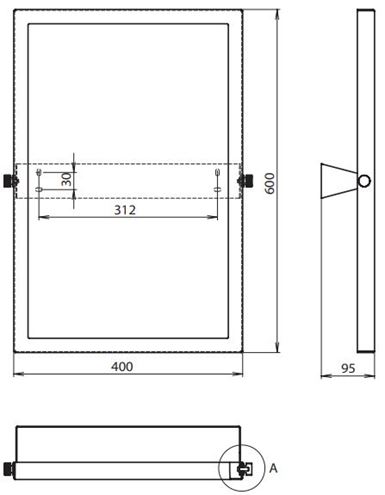 AZP BRNO REHA zrcadlo 40x60 cm R16001004 Technický nákres