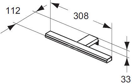 IDEAL STANDARD MIRROR & LIGHT PANDORA LED svítidlo na zrcadlo, 5700 K, 880 lm, 8 W, 308 mm, chrom T320967 Technický nákres