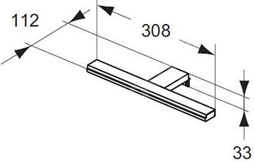 IDEAL STANDARD MIRROR & LIGHT PANDORA LED svítidlo na zrcadlo, 5700 K, 880 lm, 8 W, 308 mm, chrom T320967 Technický nákres
