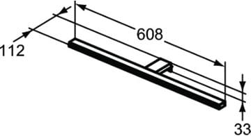 IDEAL STANDARD MIRROR & LIGHT PANDORA LED svítidlo na zrcadlo, 5700 K, 1320 lm, 12 W, 608 mm, chrom T322967 Technický nákres