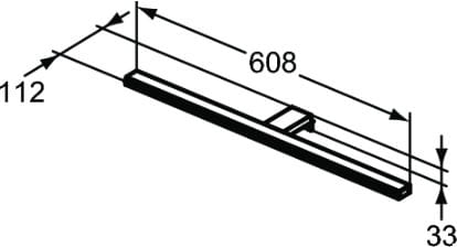 IDEAL STANDARD MIRROR & LIGHT PANDORA LED svítidlo na zrcadlo, 5700 K, 1320 lm, 12 W, 608 mm, chrom T322967 Technický nákres