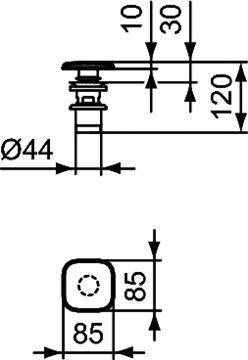 IDEAL STANDARD STRADA II umyvadlová výpust, click-clack, s přepadem, chrom T3629AA Technický nákres