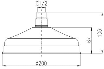 RAV SLEZÁK horní sprcha pr. 200 mm, stará mosaz KS0020SM Technický nákres