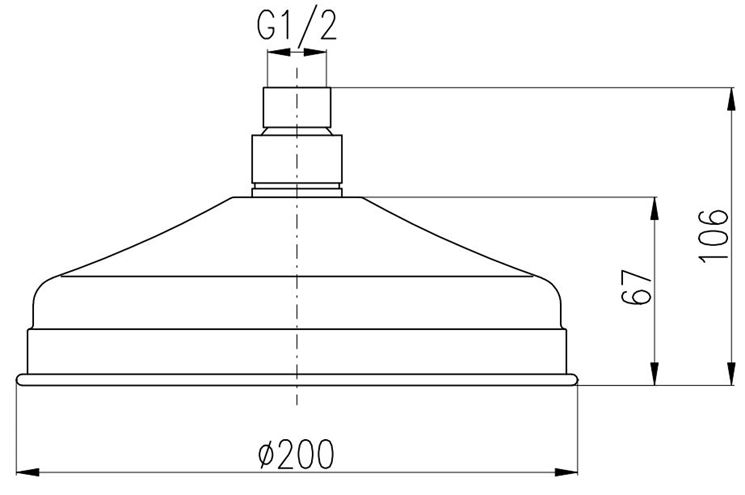 RAV SLEZÁK horní sprcha pr. 200 mm, stará mosaz KS0020SM Technický nákres