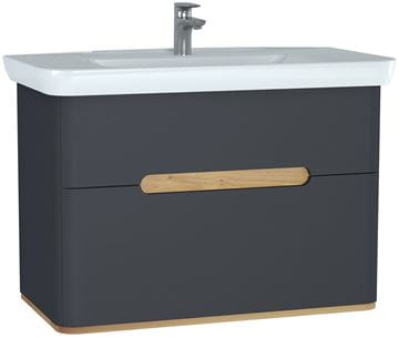 VITRA SENTO skříňka s umyvadlem 98x48,5x67,5 cm, 2 zásuvky, s osvětlením, antracite mat