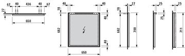 LAUFEN FRAME 25 zrcadlo 65x70 cm H4474039001441 Technický nákres