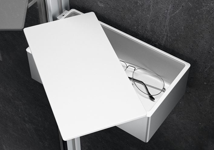 HÜPPE SELECT+ DRYBOX odkládací box s víkem 213 mm, na sprchový kout, stříbrná SL2201087 Obrázek - Hlavní obrázek