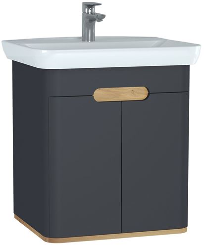 VITRA SENTO skříňka s umyvadlem 63x48,5x68,5 cm, 2 dvířka, s osvětlením, antracite mat 60805 Obrázek - Hlavní obrázek