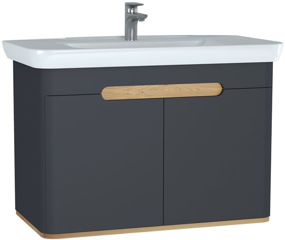 VITRA SENTO skříňka s umyvadlem 98x48,5x68,5 cm, 2 dvířka, s osvětlením, antracite mat 60811 Obrázek - Hlavní obrázek