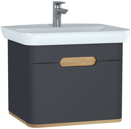 VITRA SENTO skříňka s umyvadlem 63x48,5x52 cm, 1 zásuvka, s osvětlením, antracite mat 60818 Obrázek - Hlavní obrázek