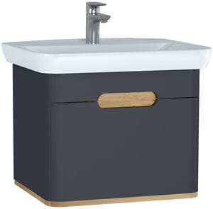 VITRA SENTO skříňka s umyvadlem 63x48,5x52 cm, 1 zásuvka, s osvětlením, antracite mat