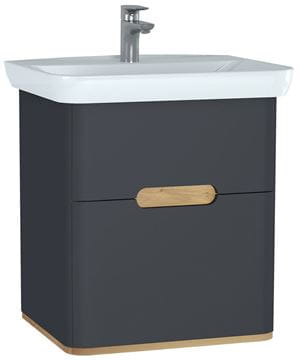 VITRA SENTO skříňka s umyvadlem 63x48,5x68,5 cm, 2 zásuvky, s osvětlením, antracite mat
