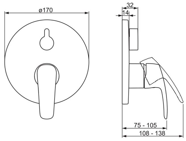 HANSA PINTO podomítková baterie, pro 2 spotřebiče, chrom 85269183 Technický nákres