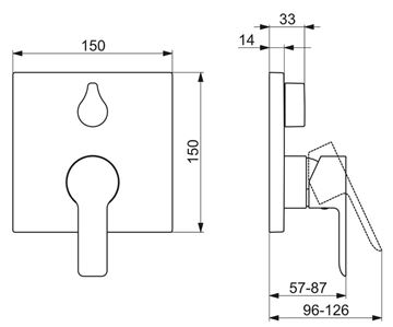 HANSA LIGNA podomítková baterie, pro 2 spotřebiče, chrom 83859513 Technický nákres