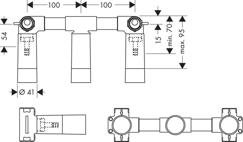 AXOR podomítkové těleso DN15 10303180 Technický nákres