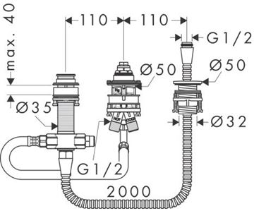 HANSGROHE FOCUS E montážní těleso DN15 13439180 Technický nákres