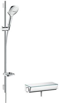 HANSGROHE RAINDANCE SELECT E 120 sprchový set s termostatickou baterií, ruční sprcha se 3 proudy, tyč, hadice, chrom