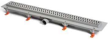 EASY sprchový žlab 650 mm, do prostoru, boční odtok D 40, rošt HARMONY, plast/nerez ocel lesk