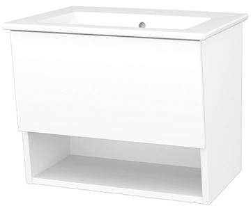 CONCEPT 400 skříňka pod umyvadlo 56x48,5x48 cm, 1 zásuvka, 1 police, Push-open, lesklá bílá