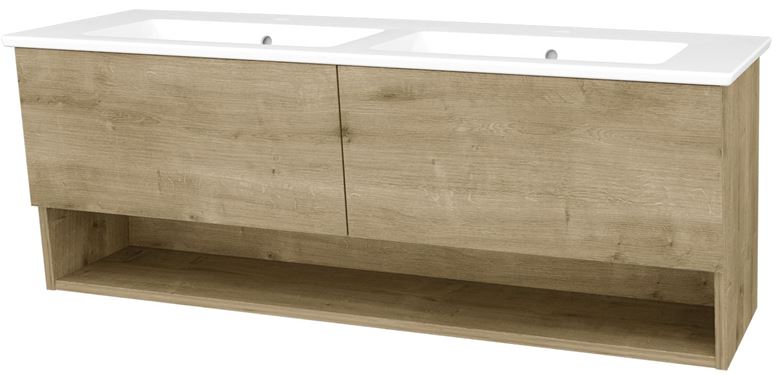 CONCEPT 400 skříňka pod dvojumyvadlo 126x48,5x48 cm, 2 zásuvky, 1 police, Push-open, dub arlington C400.130.DA Obrázek - Hlavní obrázek