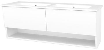 CONCEPT 400 skříňka pod dvojumyvadlo 126x48,5x48 cm, 2 zásuvky, 1 police, Push-open, lesklá bílá