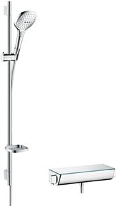 HANSGROHE RAINDANCE SELECT E 120 sprchový set s termostatickou baterií, ruční sprcha se 3 proudy, tyč, hadice, bílá/chrom